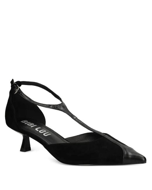 Bibi Lou Black 40Mm Canna T-Strap Pointed Pumps