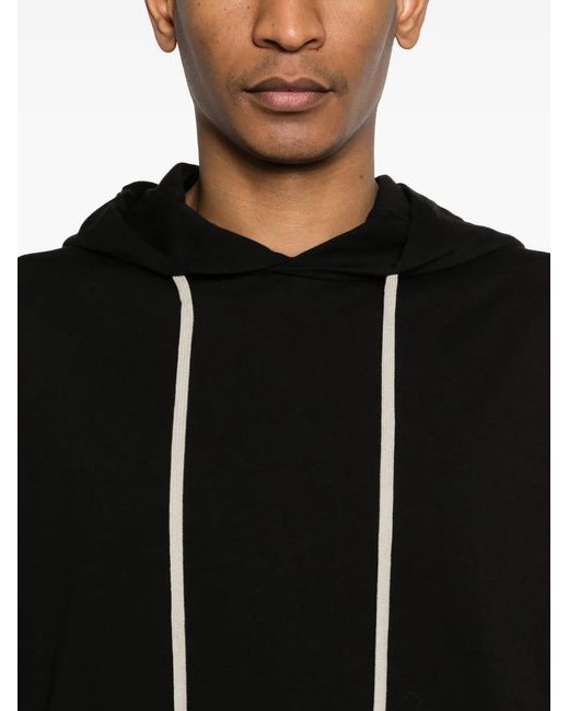 Rick Owens Black Oversized Hooded Sweatshirt With Drawstring for men