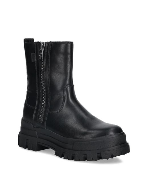 Buffalo Black Aspha Zip Lug-Sole Boots