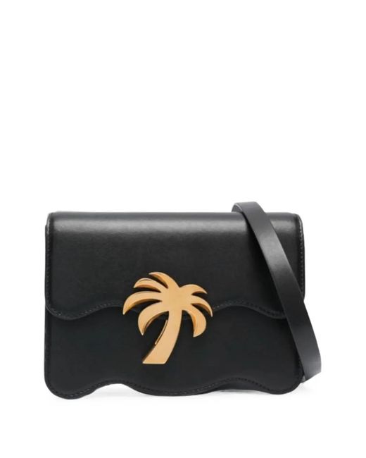 Palm Angels Black Mini Palm Tree Logo-Plaque Crossbody Bag