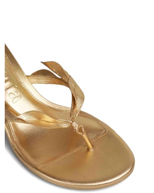 Cult Gaia Metallic Leaf-Detail Sandals