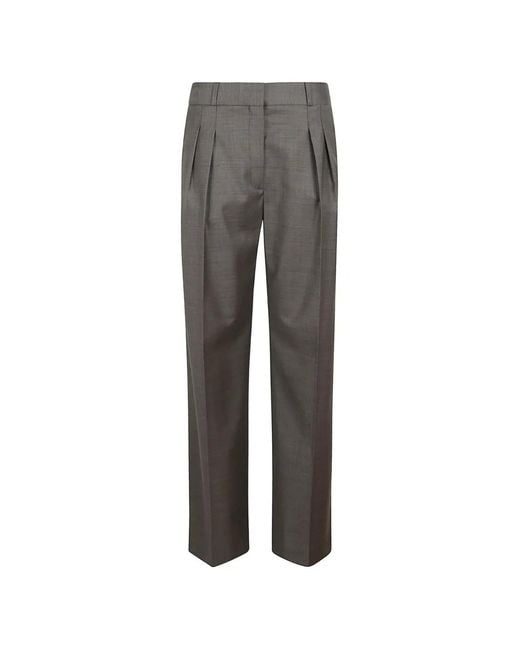 Loulou Gray Sbiru Pleated Straight-Leg Trousers