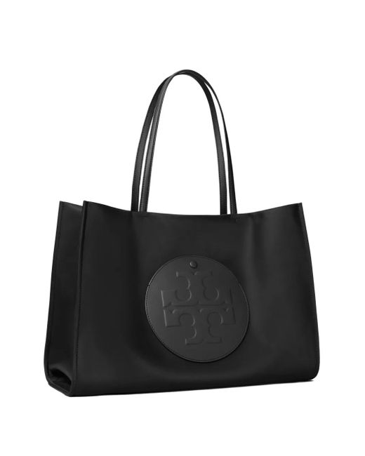 Tory Burch Black Ella Logo-Embossed Tote Bag