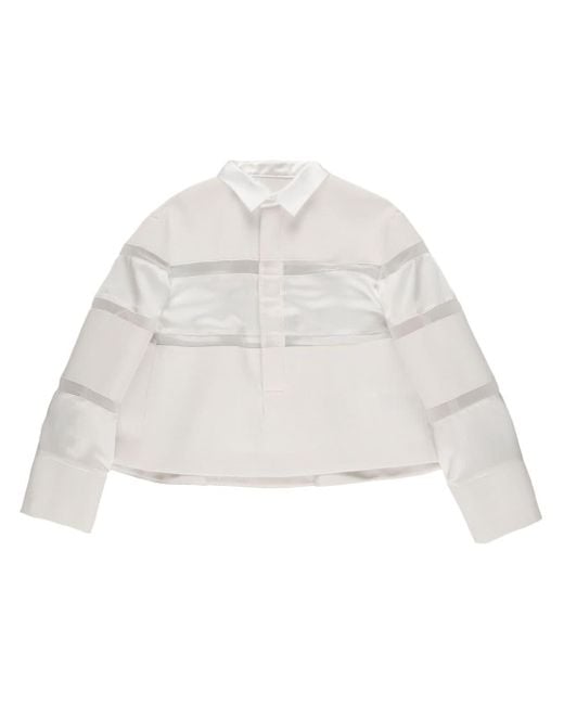 Sacai White Semi-sheer Panelled Shirt