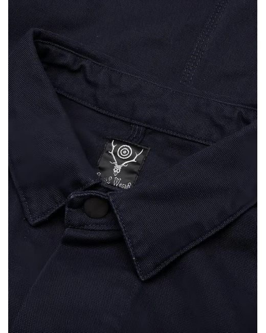 South2 West8 Blue Button-Up Jacket for men