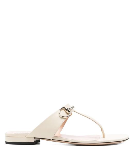 Gucci White Horsebit Sandals
