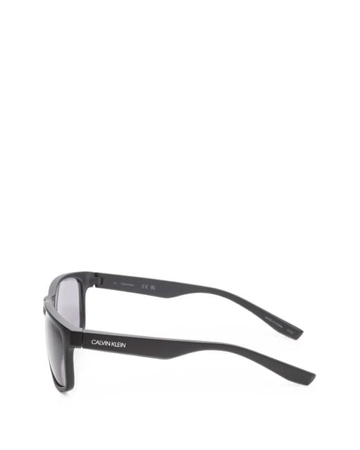 Calvin Klein Gray Matte-Finish Rectangle-Frame Sunglasses