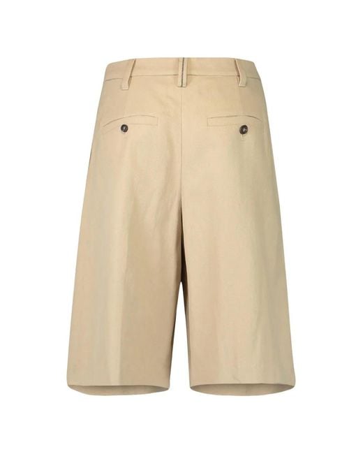 Brunello Cucinelli Natural Pleated Bermuda Short