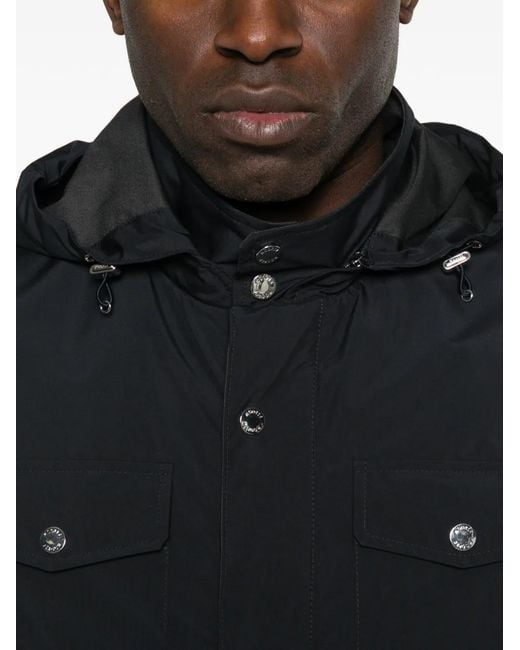 Moorer Blue Hooded Pocket Jacket for men