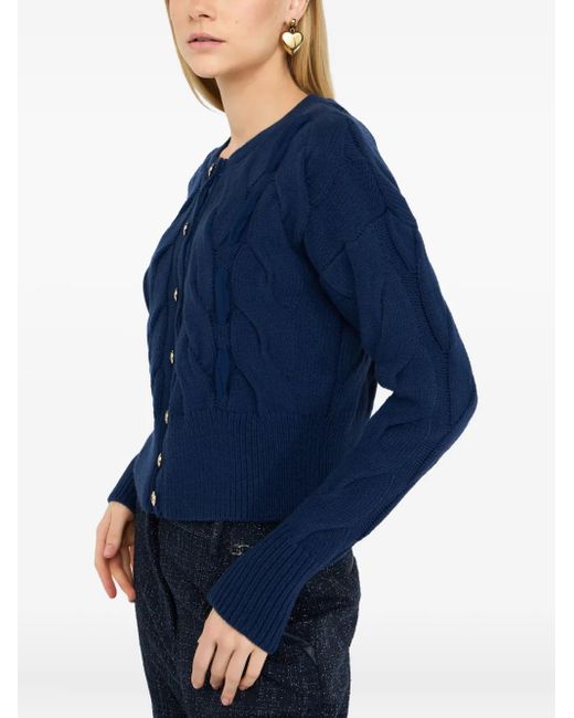 Cardigan A Trecce Con Bottoni di Liu Jo in Blue