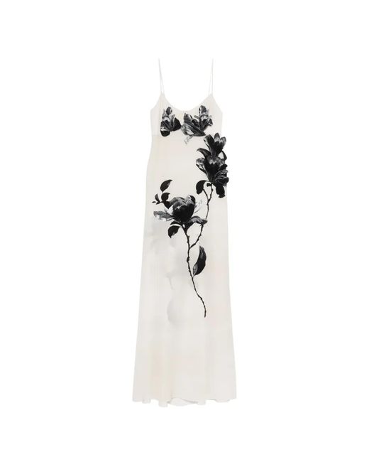Ermanno Scervino White Floral Silk Maxi Dress