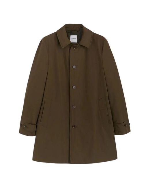 Aspesi Brown Button-Fastening Spread-Collar Coat for men