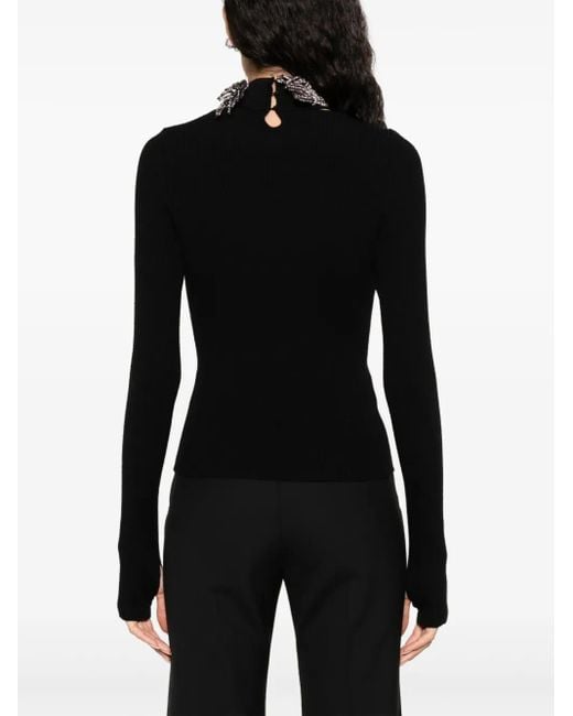 GIUSEPPE DI MORABITO Black Crystal-Embellished Ribbed-Knit Jumper
