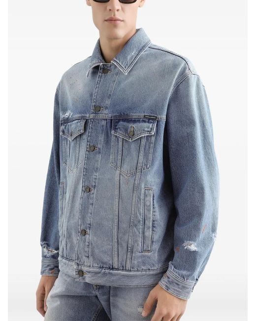 Dolce & Gabbana Blue Distressed Denim Jacket for men
