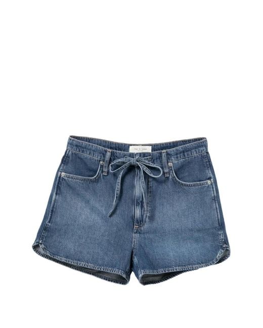 Rag & Bone Blue Drawstring-Fastening Denim Shorts