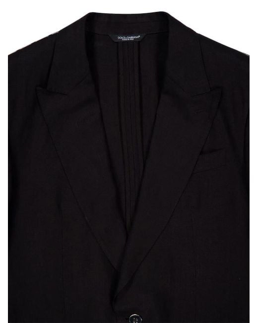 Dolce & Gabbana Black Single-Breasted Two-Button Linen Jacket for men