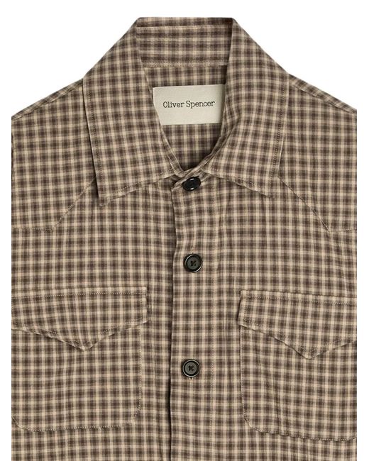 Oliver Spencer Brown Witley Check-Pattern Button-Up Jacket for men