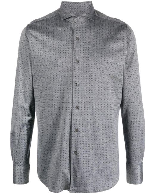 Canali Gray Jacquard Cotton Shirt for men