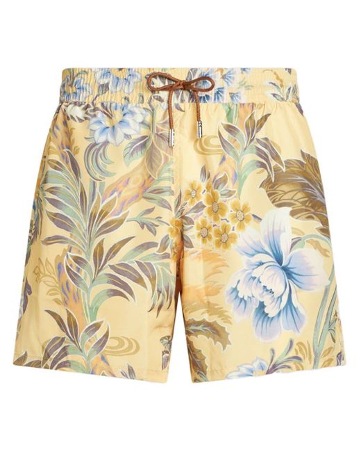 Etro White Floral-print Swim Shorts for men
