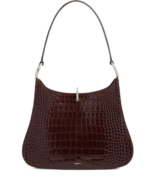 Rabanne Purple Ring Embossed Leather Shoulder Bag