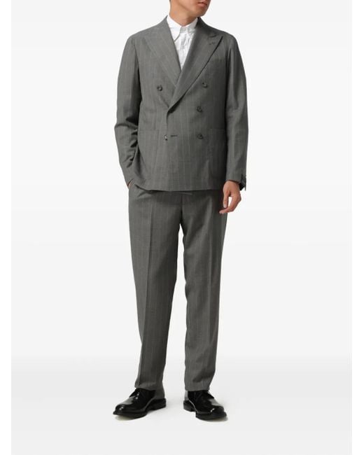 Tagliatore Gray Pinstripe Double-Breasted Suit Jacket for men