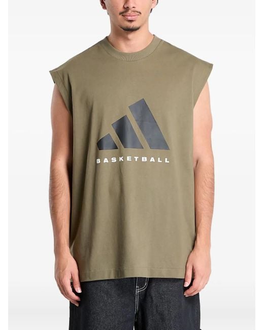 Adidas Basketball Mouwloos T-Shirt in het Green voor heren