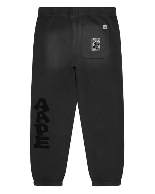 Aape By A Bathing Ape Gray Logo-Patch Track Pants for men