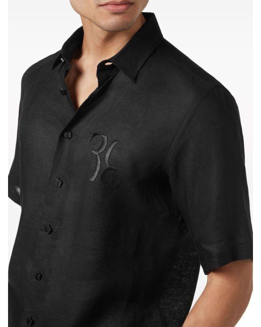 Billionaire Black "linen Shirt Silver Cut Ls" for men