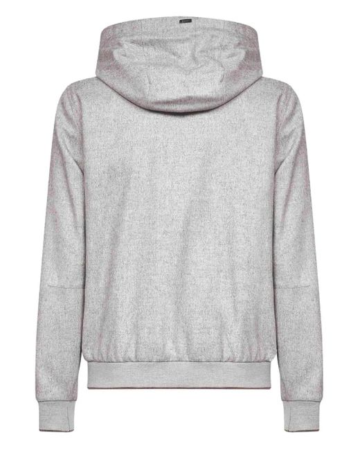 Herno Gray Ribbed-Trim Hooded Jacket for men