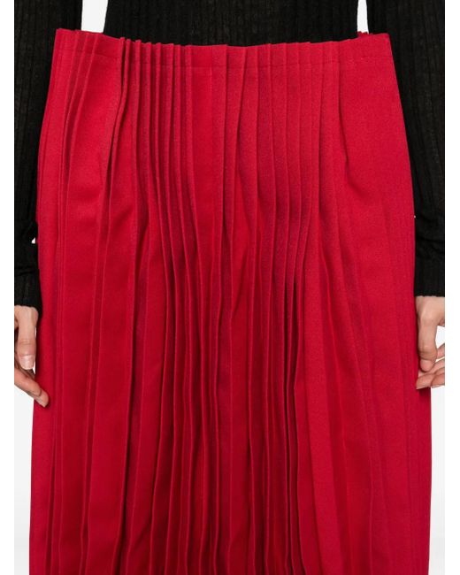Comme des Garçons Red Pleated Midi Skirt