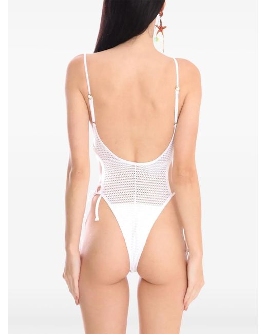 Amir Slama White X Jade Picon Openwork Swimsuit