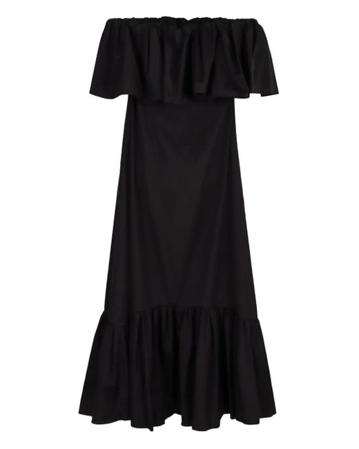 Max Mara Black Ruffle-Detailing Midi Dress