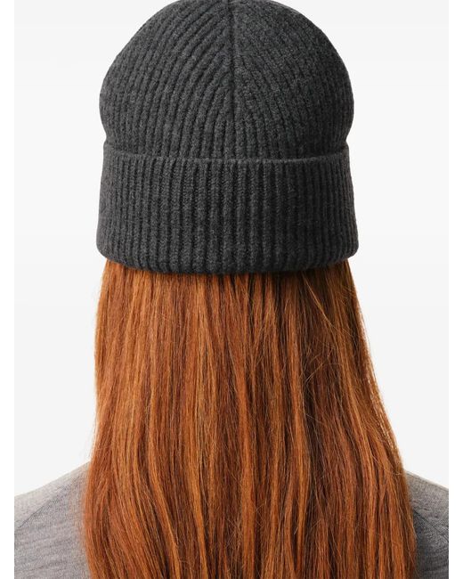 AMI Gray Ami De Coeur Wool Beanie