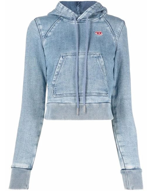 DIESEL Blue D-Angy Logo-Appliqué Denim Hoodie