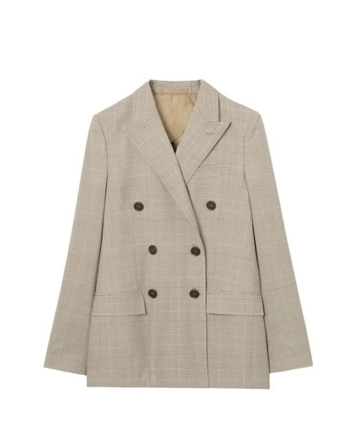 Burberry Natural Veste Cintrée À Carreaux