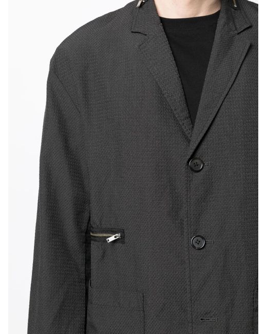 Undercover Black Textured Single-Breasted Blazer for men