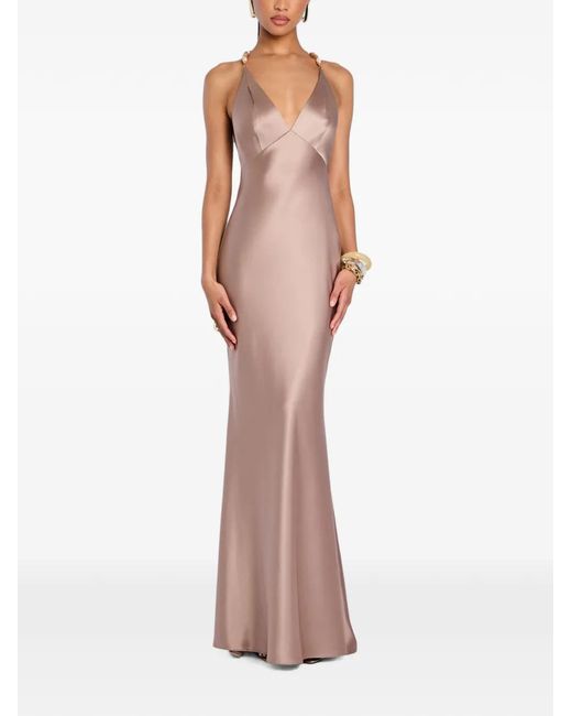 retroféte Brown Safie Beaded-Strap Maxi Dress
