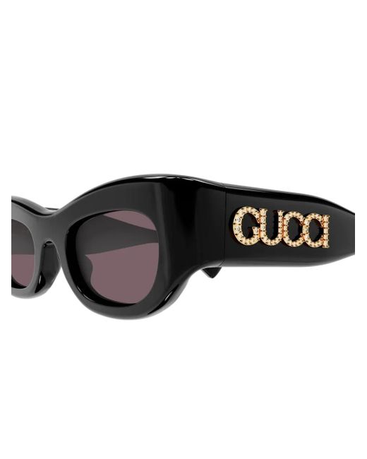 Gucci Black Oval-Frame Sunglasses