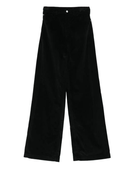 Emporio Armani Black Corduroy Straight-Leg Trousers