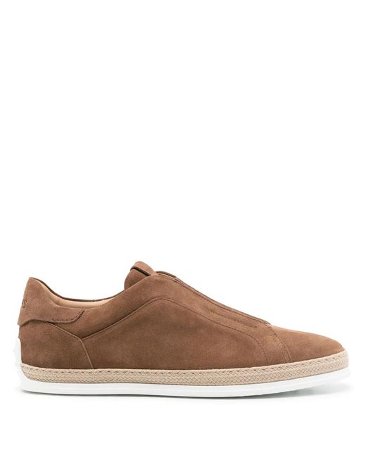 Tod's Brown Laceless Suede Sneakers for men