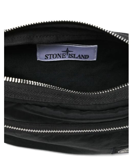 Stone Island Black Compass-Patch Belt Bag for men