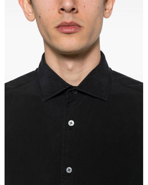 Zegna Black Spread-collar Silk Shirt for men