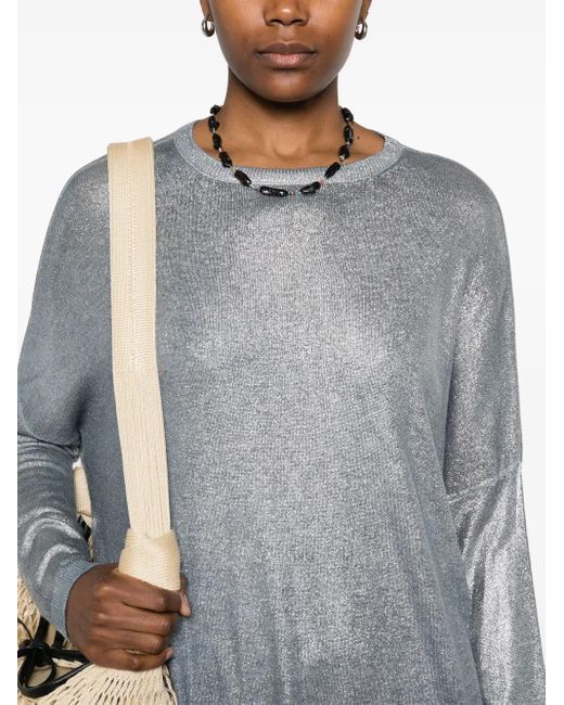 Avant Toi Gray Lamé Top