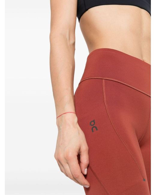 On Shoes Red Performance Tights 7 | 8 leggings