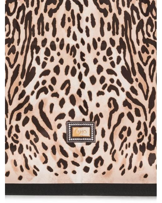Liu Jo Metallic Leopard-Print Square Scarf