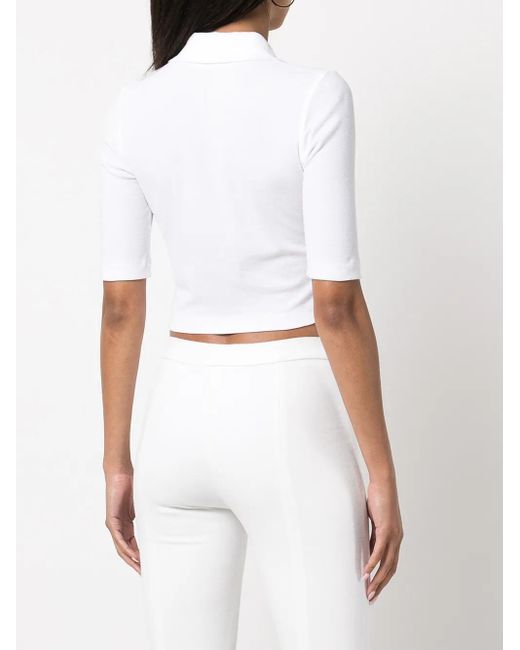Rosetta Getty Cropped Poloshirt in het White