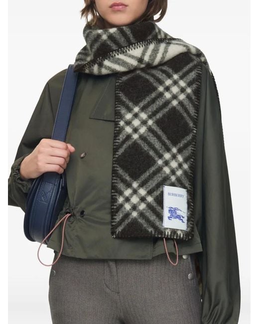 Burberry Gray Narrow Check Wool Scarf