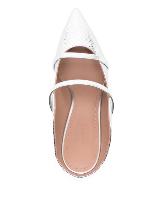 Malone Souliers White Pointed Toe Mules