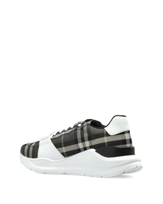Burberry Green Checked Strap Sneakers for men
