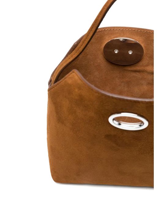 Christopher Esber Brown Calf Suede Top-Handle Mini Bag